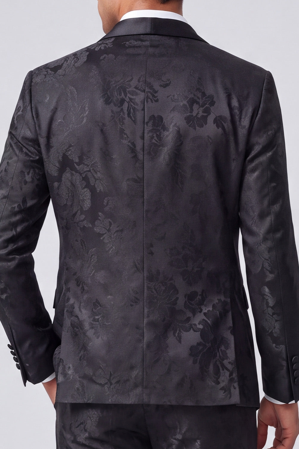 Jacquard Black Shawl 3 Pieces Lapel Men's Suits