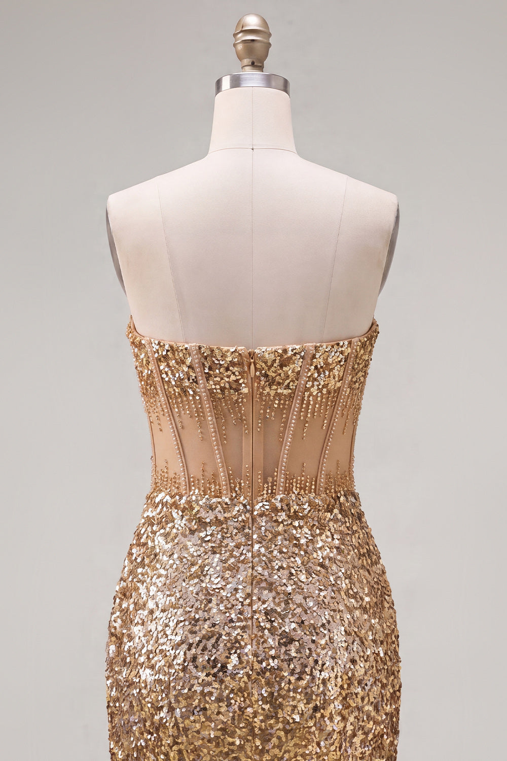Sparkly Sequin Golden Corset Tight Short Homecoming Dress