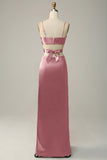 Spaghetti Straps Eucalyptus V neck Bridesmaid Dress