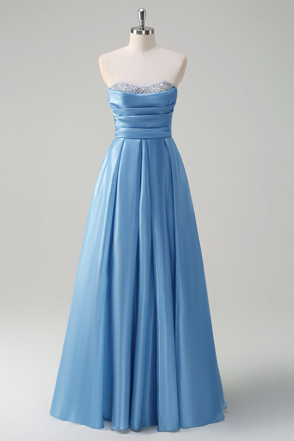 Sparkly Blue Sweetheart A-Line Long Prom Dress