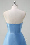 Sparkly Blue Sweetheart A-Line Long Prom Dress