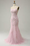 Mermaid Blue Long Prom Dress Backless Evening Dress