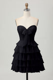 Light Yellow Sweetheart Ruched Ruffled Short Homecoming Dress with Bow