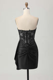 Sparkly Burgudny Corset Tight Short Homecoming Dress with Sequins