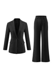 Fuchsia 2 Piece Satin Long Sleeves Business Suits with Pockets