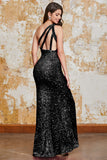 Mermaid Fuchsia Sequins Long Prom Dress with Slit