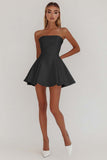 Simple White A-Line Strapless Little White Graduation Dress