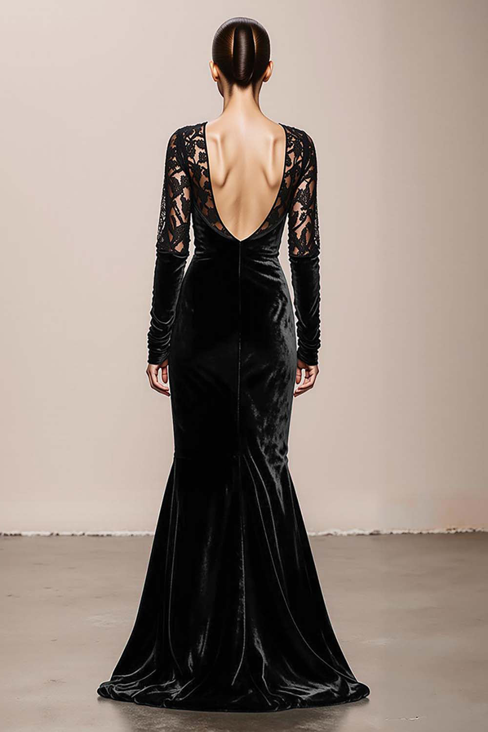velvet lace prom dress A line Velvet Tulle Lace Black Long Prom Dress, Black Formal Graduation Dresses US 4 / Custom Color