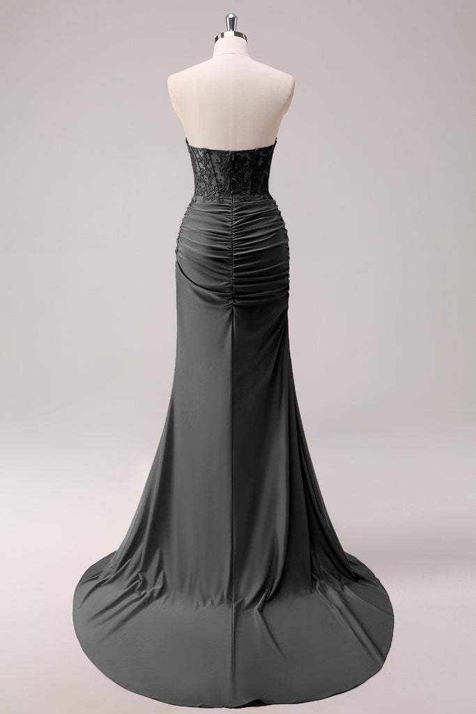 Sage Plus Size Mermaid Appliqued Sweetheart Long Prom Dress with Slit main image 0