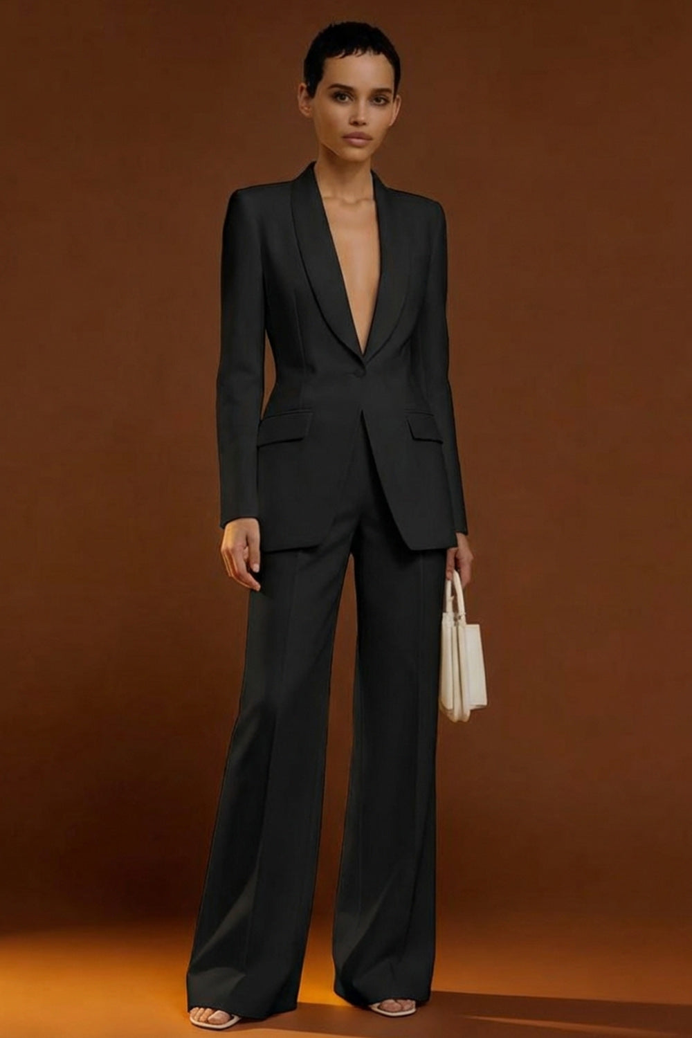 2 Piece Ivory Satin One Button Single Breasted Shawl Lapel Business Suits