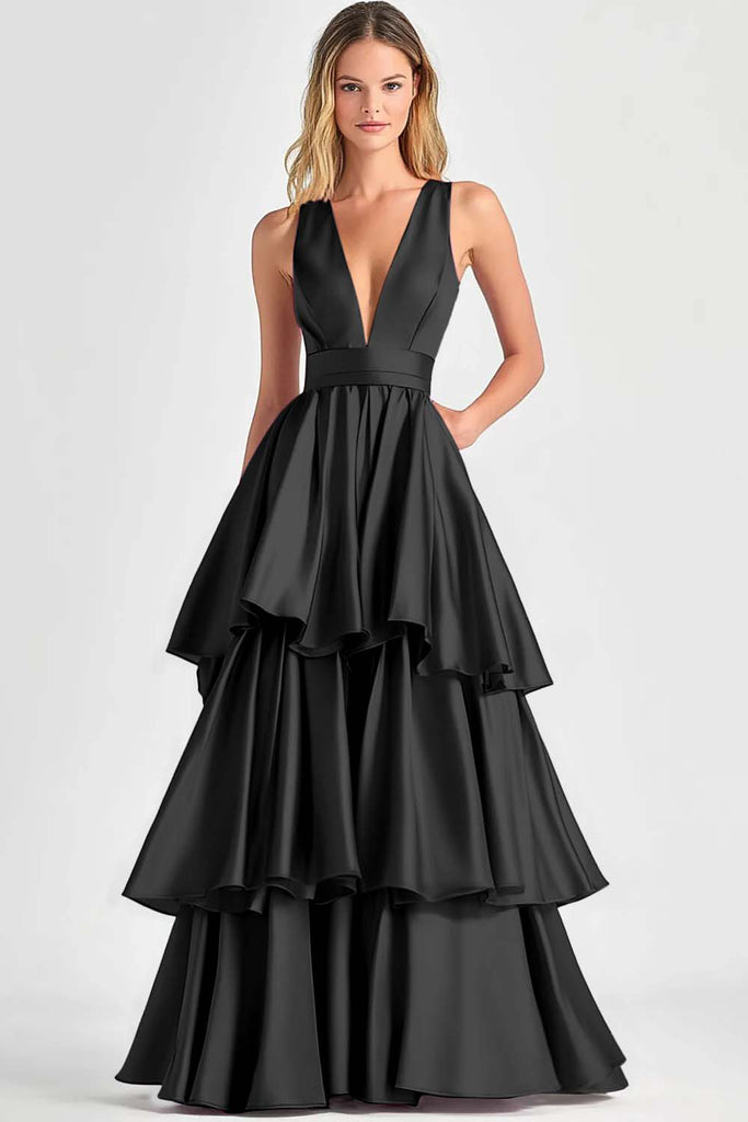 A-line Halter Neck Ruffle Fuchsia Long Prom Dress TP1321 main image 0