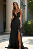 Dusty Rose Elegant Appliqued Long Sheath Prom Dress with Slit