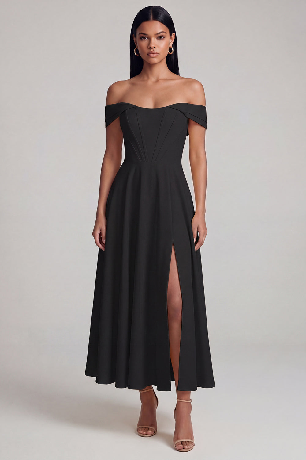 Corset Butter Yellow A Line Maxi Beach Wedding Guest Dress with Slit