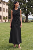 Hot Pink A Line Round Neck Floral Maxi Wedding Guest Dress
