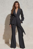 Ruffled Notched Lapel 2 Piece White Business Suits with Pockets