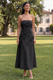 Yellow A Line Strapless Floral Maxi Wedding Guest Dress