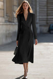 Sky Blue Peak Lapel Pencil One Button Midi Blazer Dress with Sleeves
