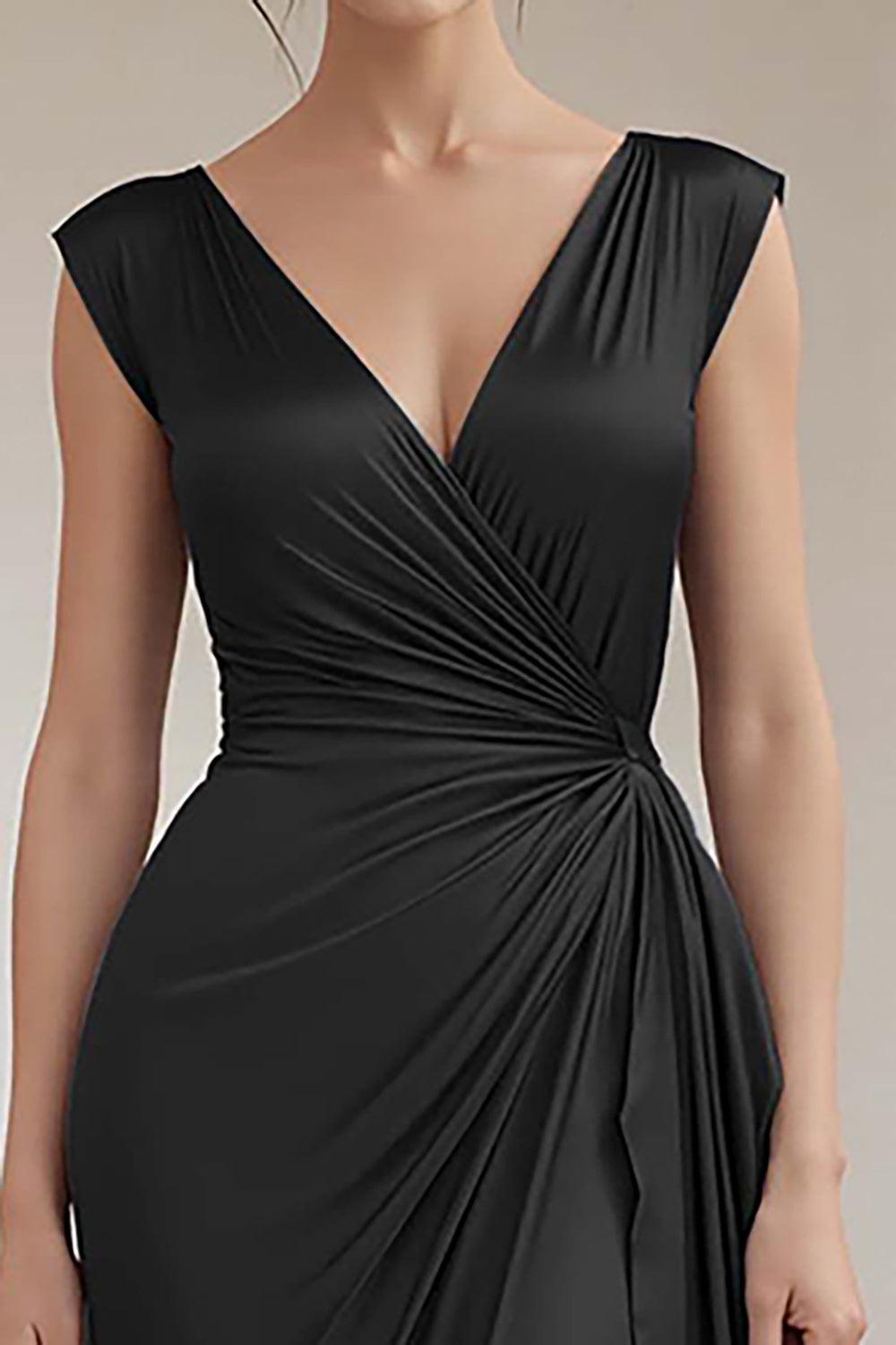 Peacock V-Neck Sheath Ruched Long Formal Dress with Ruffles