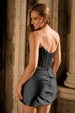 Sparkly Grey Silver Corset Beaded Short Homecoming Dress