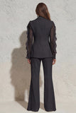 Ruffled Notched Lapel 2 Piece White Business Suits with Pockets