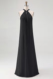 Chiffon White A Line Halter Long Rehearsal Dinner Dress