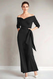 Navy Mermaid Off the Shoulder Long Mother of The Bride Dress