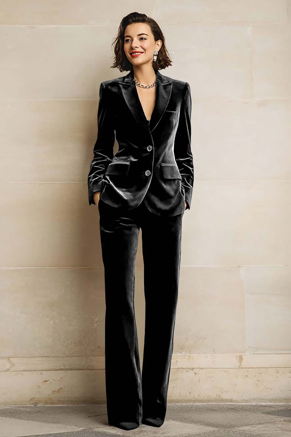 Plum Velvet Prom Suits with Pockets 2 Piece Peak Lapel Single Breasted Business Tuxedo