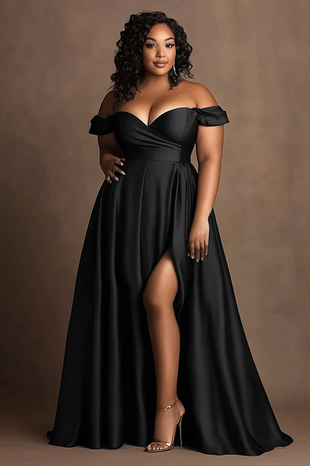 black satin formal dress plus size Plus Size Black Dresses