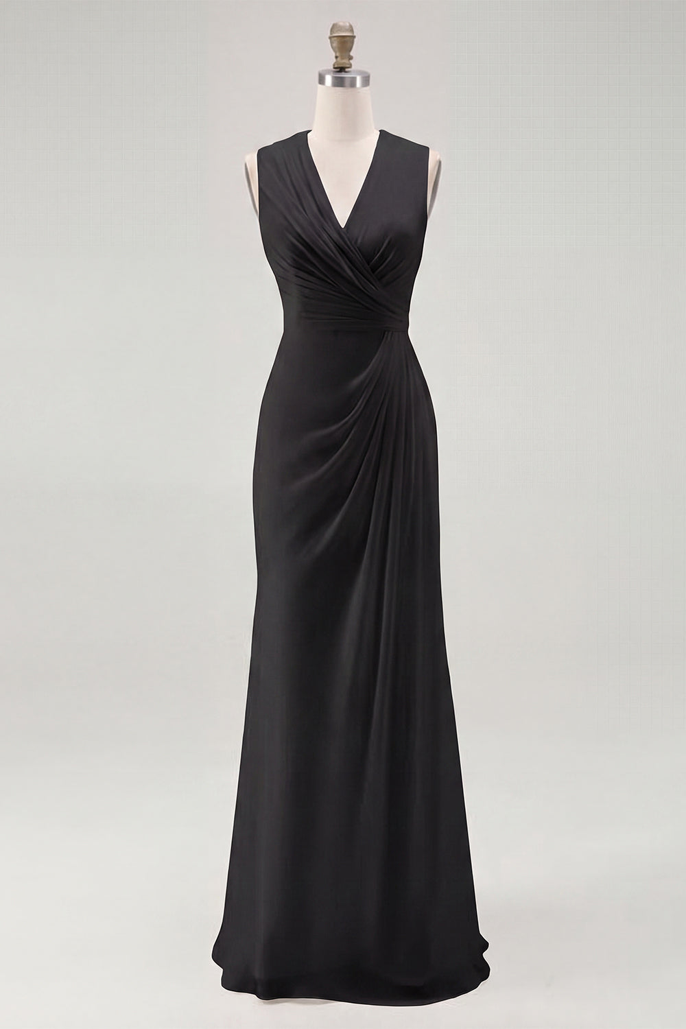 White Chiffon V-Neck Sheath Sleeveless Long Rehearsal Dinner Dress