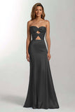 Dark Green Mermaid Sweetheart Satin Long Formal Dress