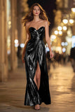 Sparkly Gold Sweetheart Metallic Long Formal Dress with Slit