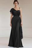 Peacock Sheath Satin Long Ruched Formal Dress