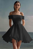 White A Line Mini Off the Shoulder Graduation Dress