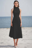 Ivory Satin High Neck Maxi Rehearsal Dinner Dress