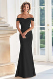 Dusty Rose Off the Shoulder Long Sheath Mother of the Bride Dress with Appliques