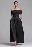 Fuchsia and Red Long A Line Off the Shoulder Patchwork Formal Dress