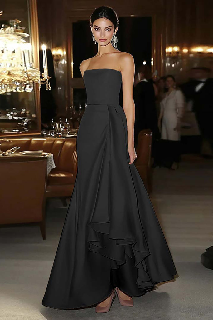 Pink Satin Sheath Strapless Gala Dress with Waist Sash main image 0