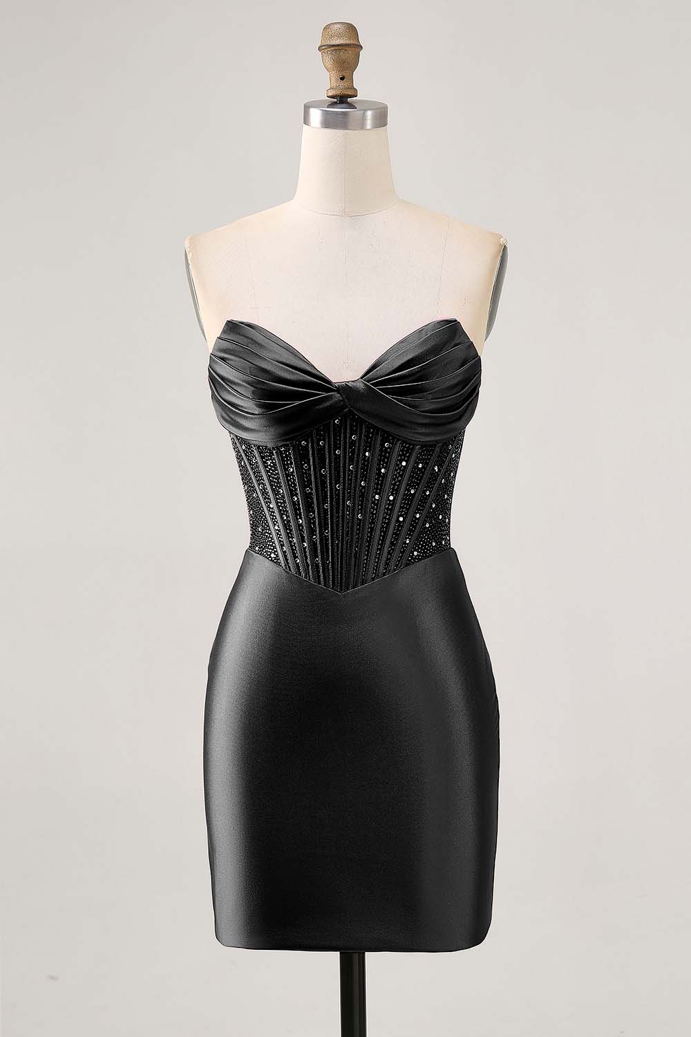 Sparkly Fuchsia Tight Satin Corset Short Homecoming Dress with Beading