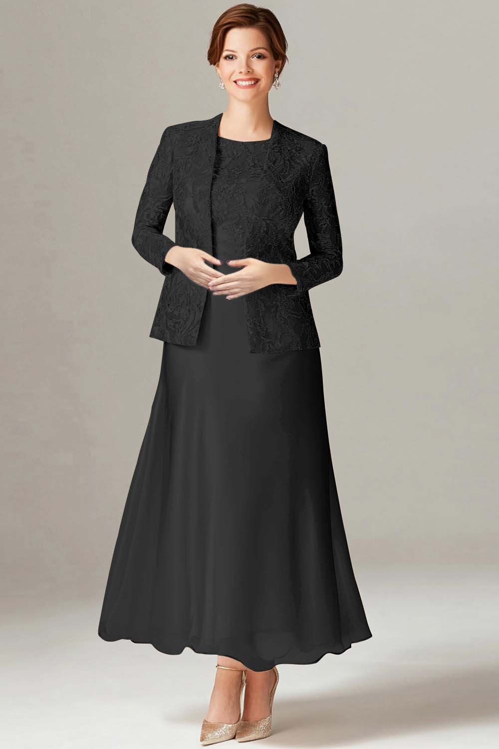 A-Line Champagne 2-Piece Mother of the Bride Dress