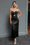 Dark Green Sweetheart Sheath Satin Long Formal Dress