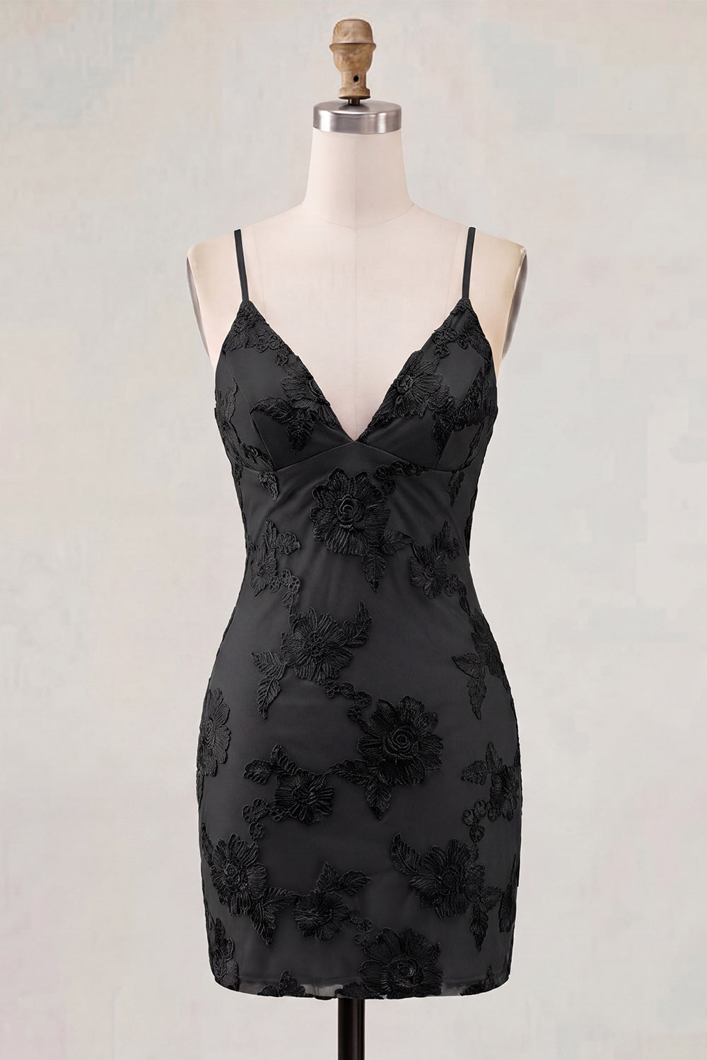 Tight Short Fuchsia Spaghetti Straps Floral Homecoming Dress