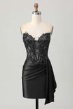 Sparkly Burgudny Corset Tight Short Homecoming Dress with Sequins