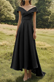 Sage Off The Shoulder Slim Formal Dress with Wide Hem