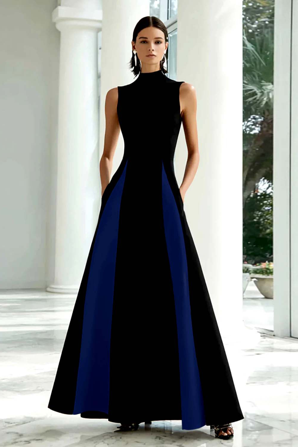 a line formal black dress A Line V Neck Black Backless Prom Dresses, Black Backless Formal Dress jbydress