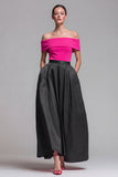 Fuchsia and Red Long A Line Off the Shoulder Patchwork Formal Dress