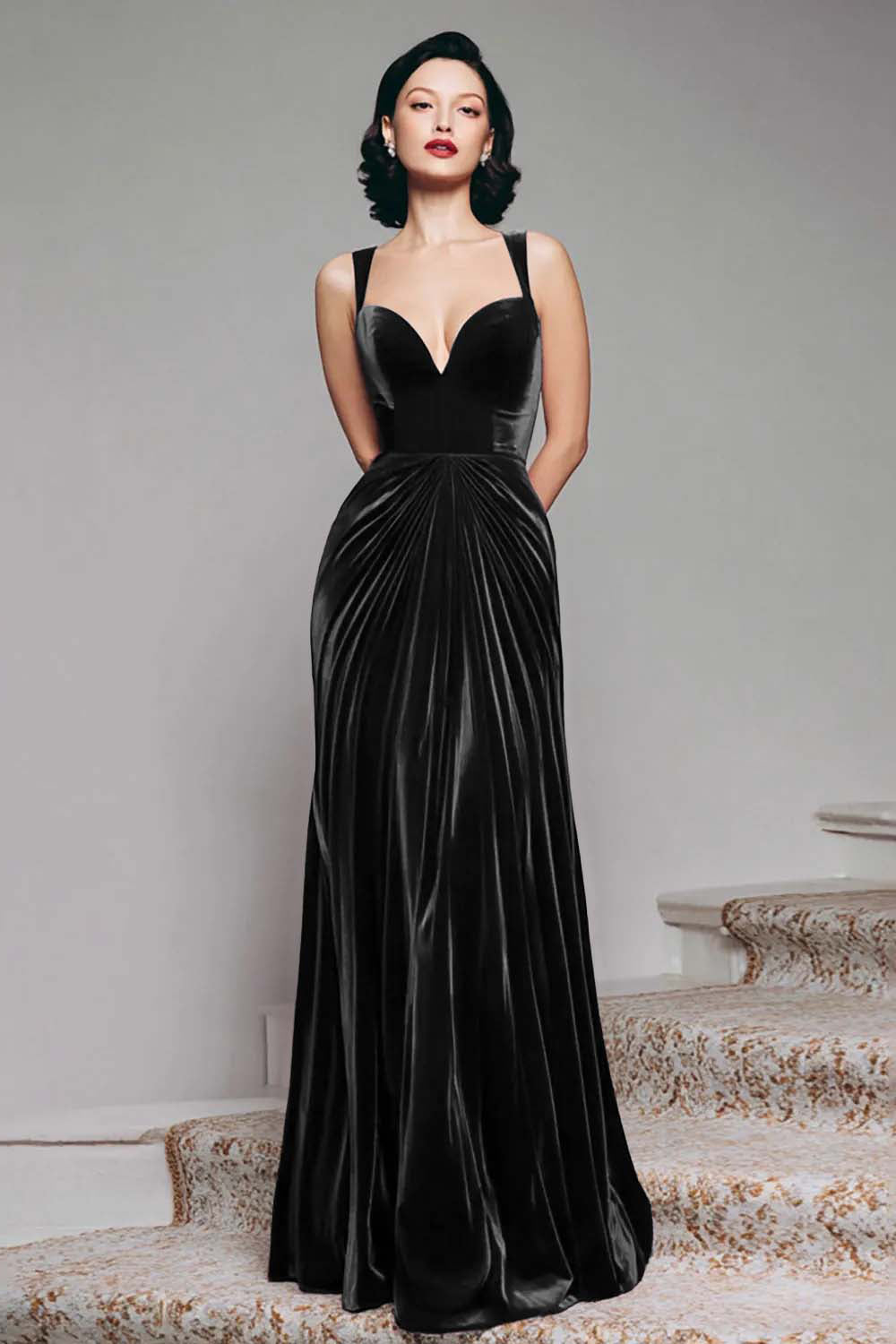 Zapakasa Women Burgundy Velvet Long Holiday Party Dress Mermaid Thick Straps Ruched Sweetheart Formal Dress Zapakasa Women Burgundy Velvet Long Holiday Party Dress Mermaid Thick Straps Ruched Sweetheart Formal Dress