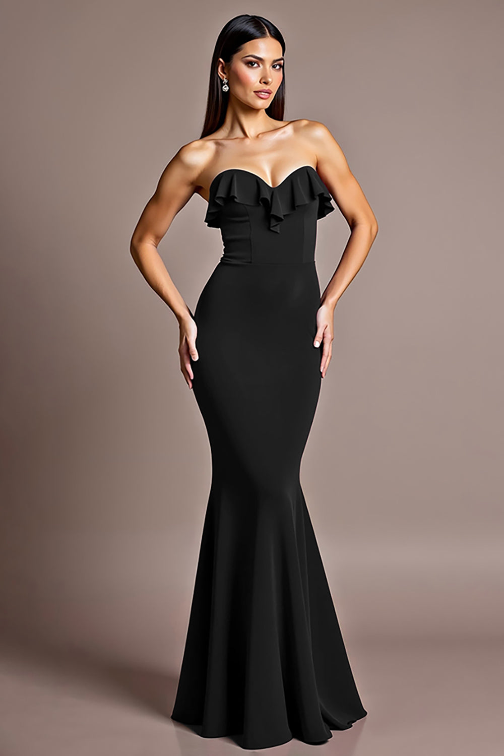 Burgundy Satin Mermaid Sweetheart Formal Dress with Ruffles