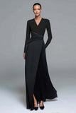 Black and White Patchwork Long Formal Dress with Pockets