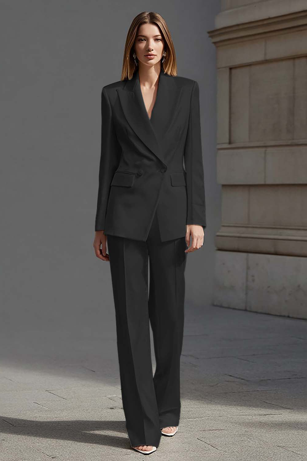 Ivory Peak Lapel Double Breasted 2 Piece Business Suits