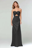 Light Blue Sweetheart Sheath Satin Long Formal Dress
